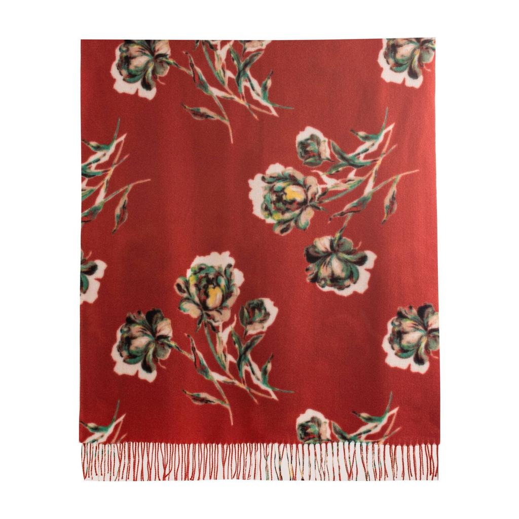New Soft and Warm Imitation Cashmere Flower Print Tassel Scarf High End Women's Scarf Shawl