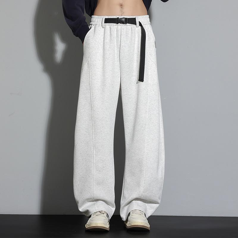 Belt Elastic Casual Trousers Men's Spring and Autumn Large Size Straight Loose American Trendy Brand Youth Sweatpants