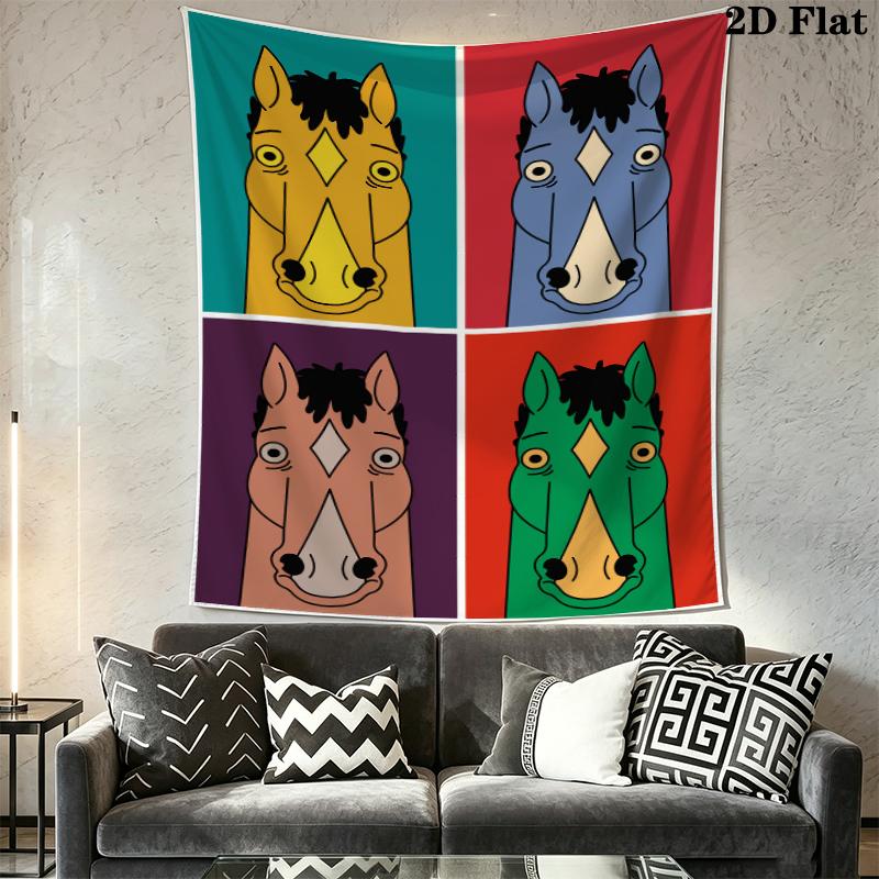 BoJack Horseman Gobelin Ścienny Estetyczny Dekor Ścienny Drukowany Materiał Kocyk Dekoracyjne Gobeliny do Sypialni Salonu Wystrój Domu