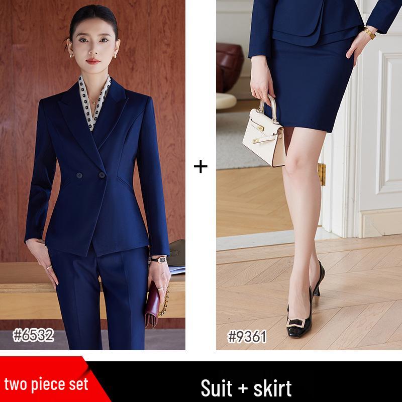 Yumeiya Elegant Professional Suit Set - Spring Thick Style Waist-Slimming Long-Sleeved Workwear Uniform.