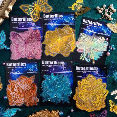 30Pcs Kawaii Bronzing Butterfly Stickers Scrapbooking Decoration Diary Planner Journaly DIY Craft Stickers LM