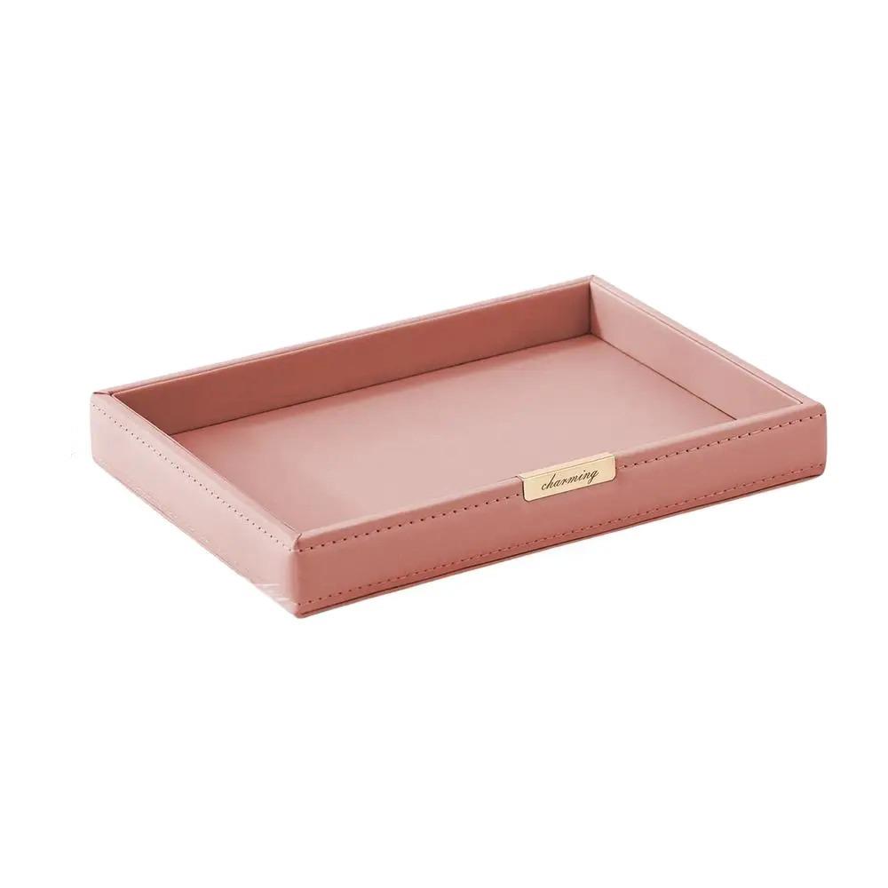 Nordic Desktop Storage Tray Leather Decorative Vanity Tray Watch Holder Perfume Tray  Bedroom