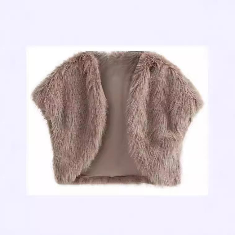 Women's imitation fur vest vest sleeveless fur cardigan cardigan evening dress wedding dress Christmas versatile