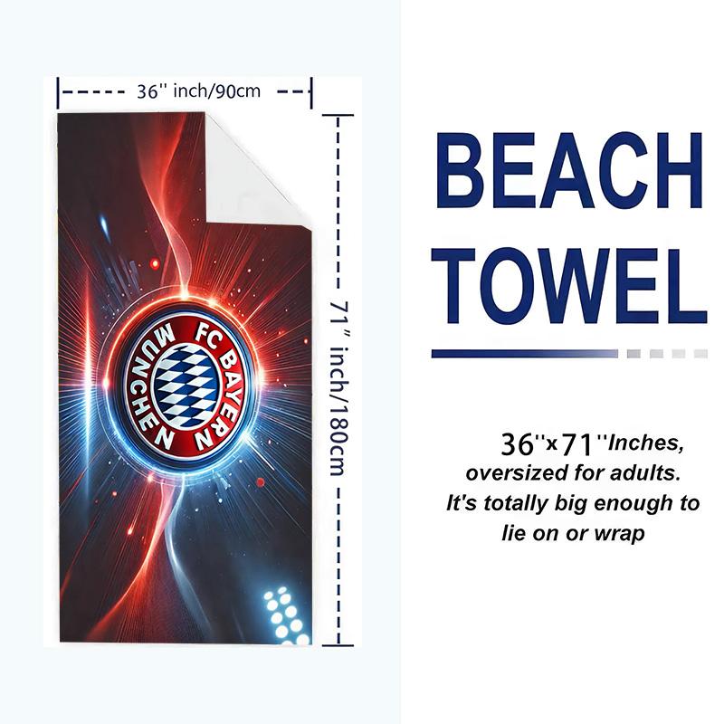 FC Bayern Munich Print Beach Towel, Large Soft Quick Dry Towel for Beach Camping Swimming