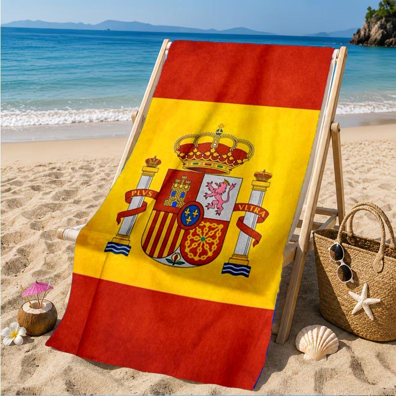 Asciugamano da Spiaggia in Microfibra Stampato con Emblema Nazionale Spagnolo, Morbido e Assorbente, Asciugatura Rapida, Ideale per Viaggi Estivi, Essenziale per la Spiaggia, Piscina