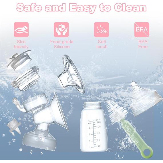 Electric Breast Pump, Hands Free Breast Pump 3 Modes 9 Levels, Double Wearable Breastfeeding Pump with Breastmilk Storage Bags & Pacifier Brush,