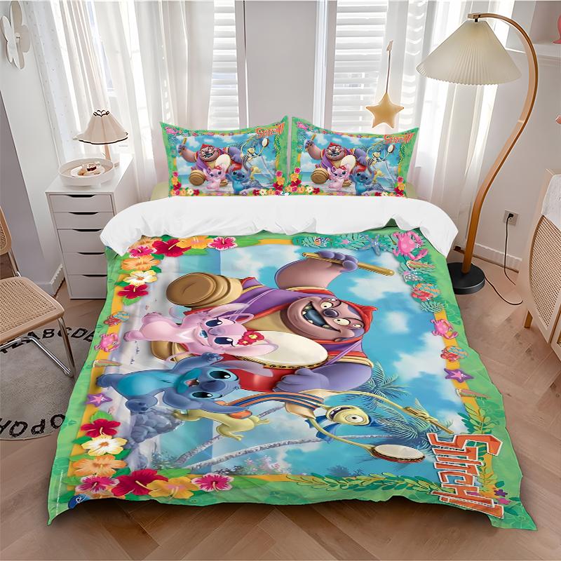 Lilo Stitch Adventure Printed 3pcs Bedding Set Soft Microfiber 1 Duvet Cover And 2 Pillowcases Home Bedroom Decor Xmas Gift Ek198