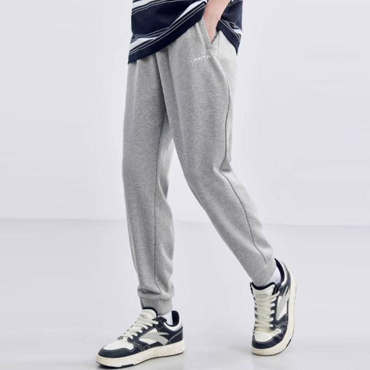 Anta Solid Color Cuffed Fleece Knit Sports Pants Men Bottoms 952357306-3