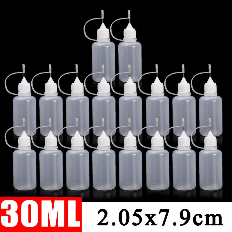 50/5Pcs PE Plastic Squeezable Tip Applicator Bottle Refillable Dropper with Needle Tip Caps for Glue Pigment Bottle 10ml 50ml