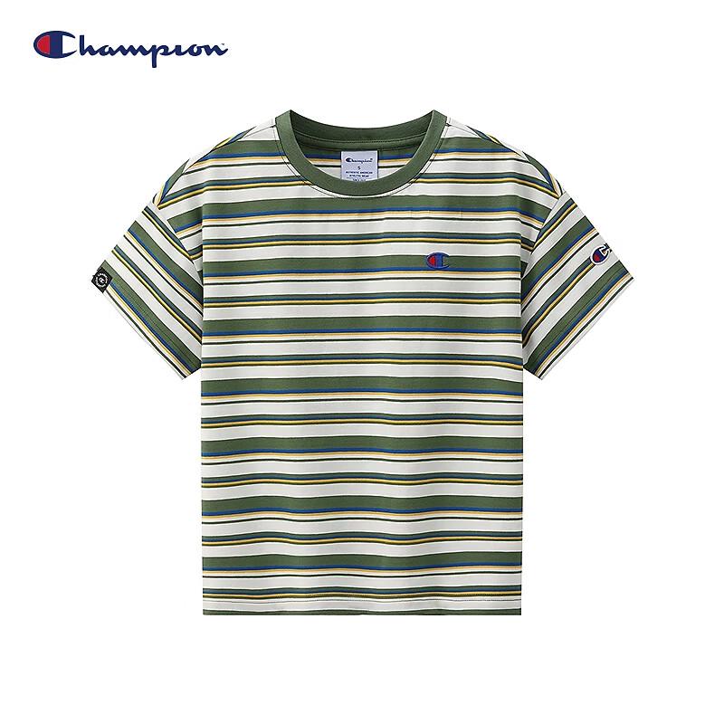 Champion Unisex Kids' Striped Embroidered Short Sleeve T-Shirt
