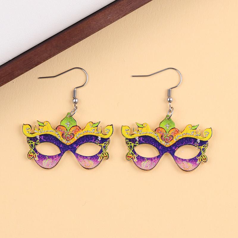 Boucles d'oreilles Masque Boucles d'oreilles Confortables en Acrylique Boucles d'oreilles Couronne Intriquées Pour Fête de Carnaval Célébration de Festival Femme