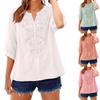T-shirt d'été décontracté ample à col rond et manches 3/4 pour femme