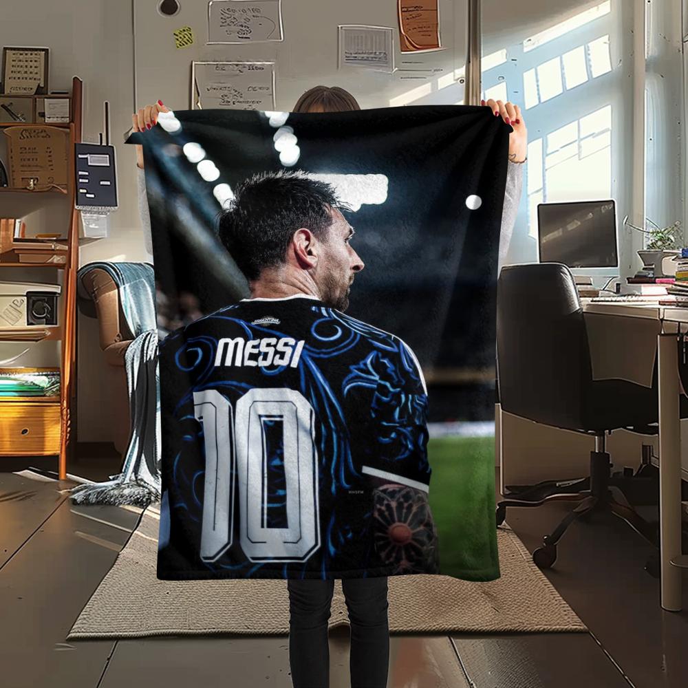 1Pc messi Print Flannel Blanket, High quality Comfortable for All Seasons, Home Decor, Warmth and Comfort, Perfect for Christmas GiftS
