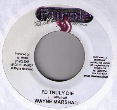 7inch Record WAYNE MARSHALL Id Truly Die NONE PURPLE SKUNK 2005 Jamaica Reggae Ska Dub Used