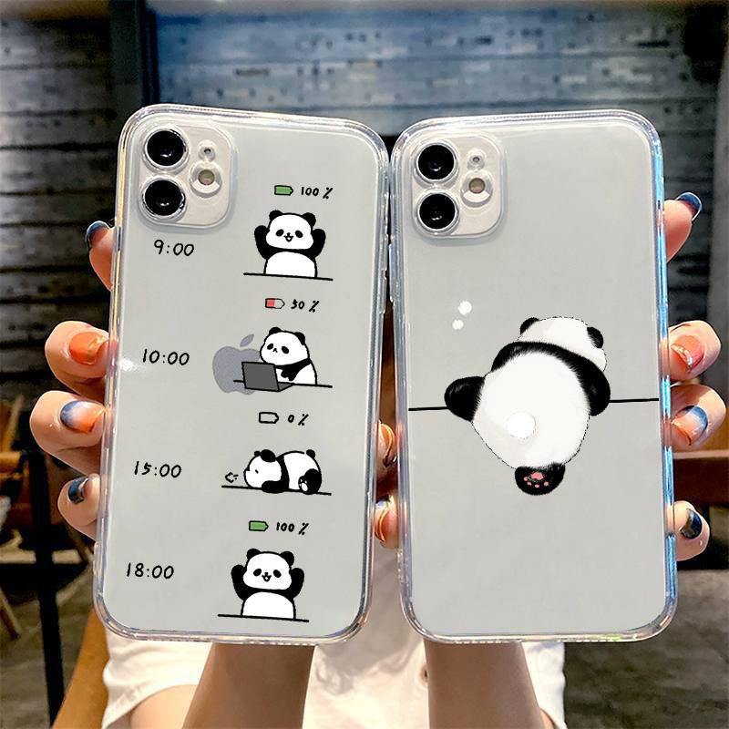 Funny Cute China Panda Clear Phone Case For iPhone16 15 14 13 12 11 Pro MAX Shockproof Covers