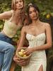 Nieuwe Zomer Hete Ruches Bloemen Gelaagde Jurk Sexy Bloemenjurk voor Dames