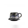 Grobes Töpferton Ofenwechsel Tasse und Untertasse Set Unregelmäßige Wabi-Sabi Keramiktasse für Kaffee Tee Hausbar Rustikale Wohnkultur Geschenk