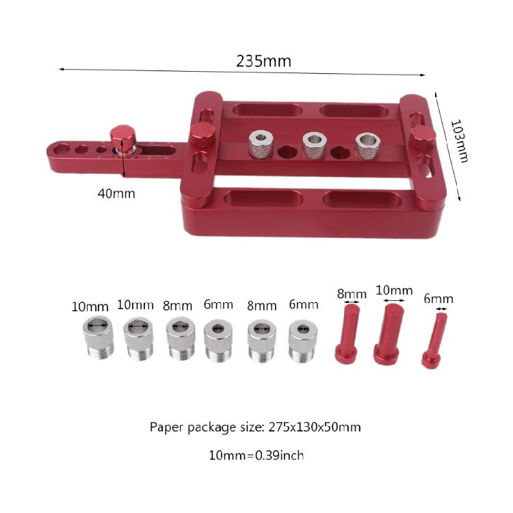 Woodworking 3-in-1 Dowel Hole Drilling Punching Locator Aluminum Alloy Tool