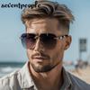 Steampunk Oversized Rimless Pilot Sunglasses Men  Luxury Brand Trendy Oval Metal Punk Sun Glasses Retro Outdoor Shades UV400
