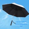 Fan Umbrella 8 Ribs Straight Handle Rechargeable Vinyl Pongee Fabric with Cooling Fan Sun Rain Umbrella for Outdoor