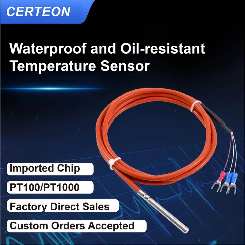 PT100 PT1000 Temperature Sensor Waterproof RTD Probe Platinum Resistance Detector 2/3/4 Wire High Precision Silicone Cable