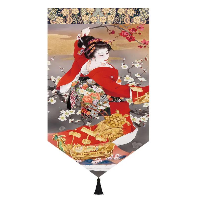 Japanischer Stil Noren Restaurant Tür Kopf Strahl Dreieck Dekorative Warme Volant Ukiyo Damen Druck Stoff Kurze Türvorhänge