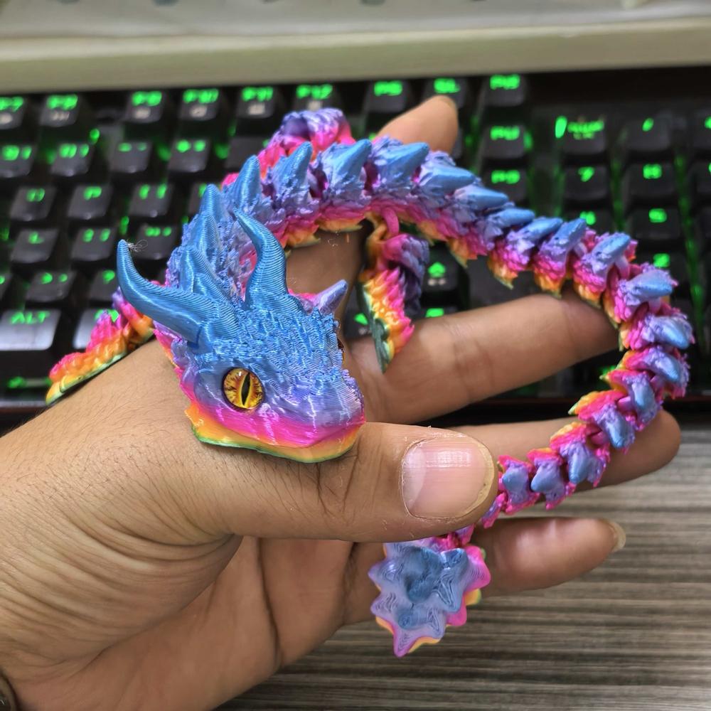 31Cm 3D Printed Conjoined Dragon Baby Ornaments Joints Can Move Dragon Rockery Fish Tank Landscaping Decoration