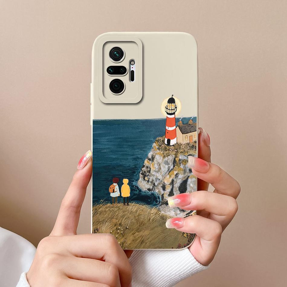 For Redmi Note 10 Pro Max Phone Case Cat Liquid Silicone Full Coverage Anti Drop Funda For Xiaomi Redmi Note 10Pro Max Bumper