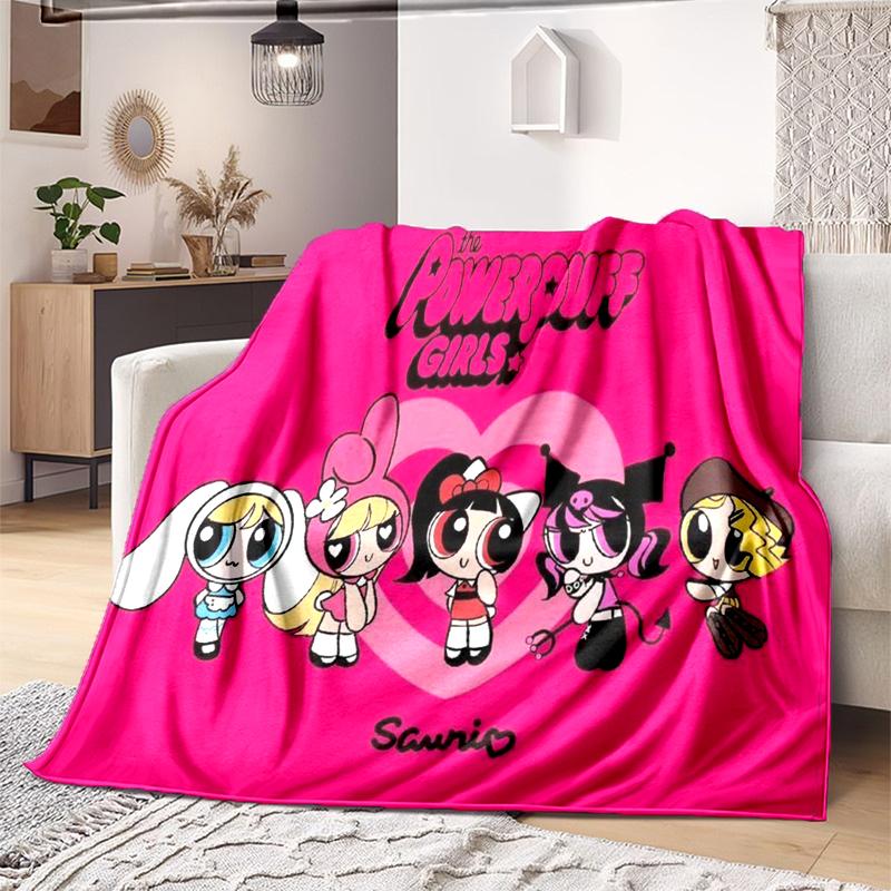 1PC The Powerpuff Girls printed blanket, all season lightweight home office outdoor nap multifunctional blanket A1