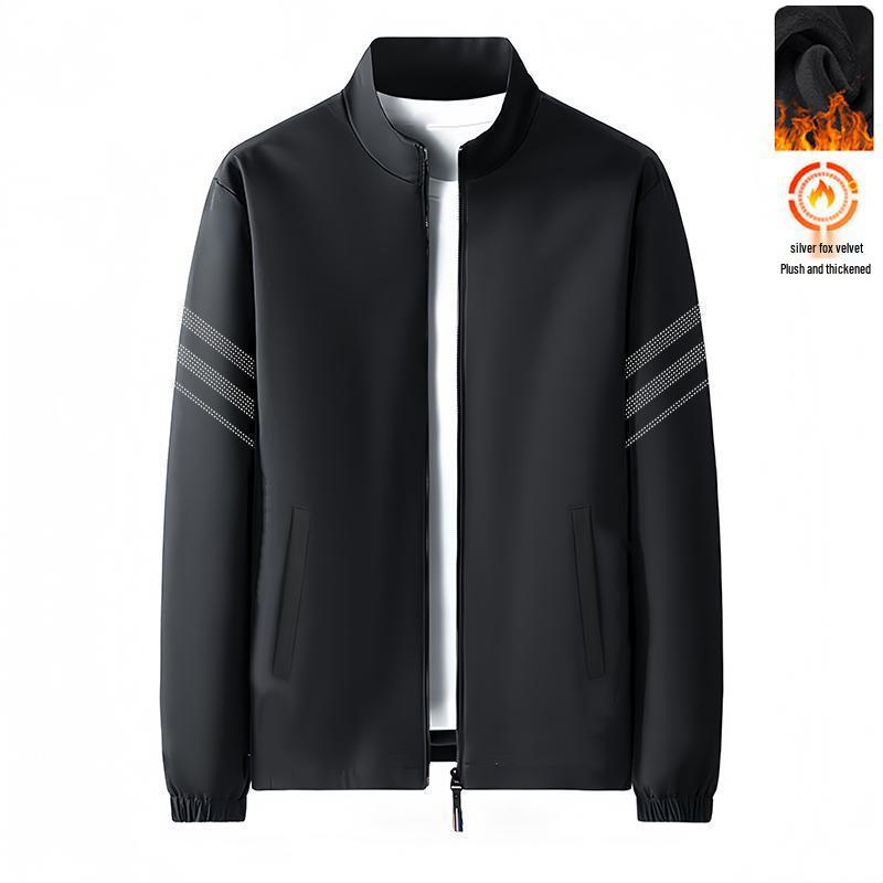 Men's 2025 A/W Velvet Stand Collar Jacket – Versatile, Trendy Outdoor Windbreaker