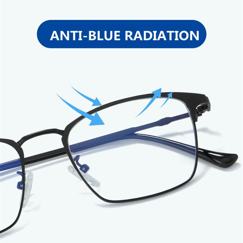 Men Anti Blue Light Reading Glasses Women Fashion Ultralight Metal Alloy Square Frame Presbyopic Glasses With Diopter +25 To 600