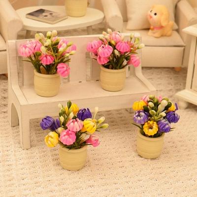 3pcs Plastic Green Luo Plant 1:12 Finished Flower Vase Potted Plant Doll House Accessories