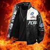 Autumn Winter Leather Jacket Fleece Motorcycle PU Leahter Jackets Embroidery Pattern Turndown Collar Black Windbreaker