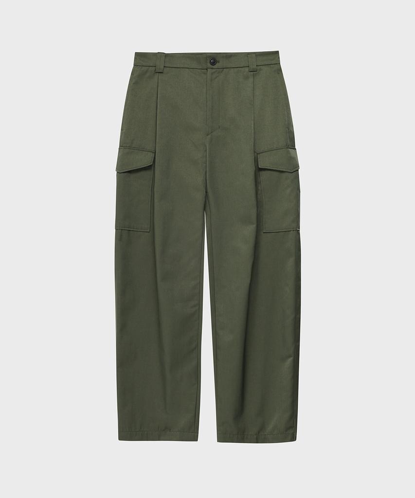 NOIRER Cotton Pleated Pocket Pants (Khaki)
