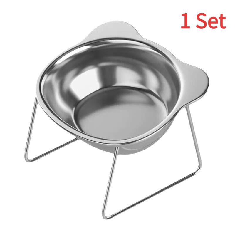Stainless Steel Pet Bowl with Neck Protective Stand Non-Slip Elevated Cat Dog Feeding Bowl Water Bowl Food Bowl for Kitten Puppy 1pcs
