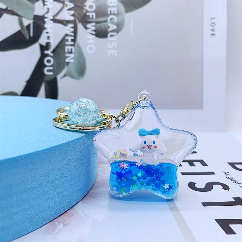 

Cartoon Car Sanrio Dirigible Quicksand Bottle Keychain Kawaii Cinnamoroll Backpack Pendant Keyring Accessories for Girls Boys Girls