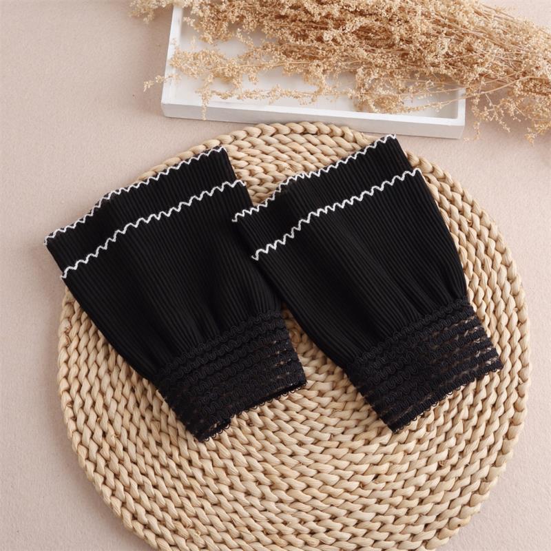 Fake Cuff Sleeve Women White Female Lace Pleated Flare Sleeve Detachable False Cuffs Ruffles Wristband Decorative Accessory