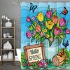 Spring Flower Butterfly Shower Curtain, Bathroom Decorative Shower Curtain, Waterproof Shower Curtain with Hooks