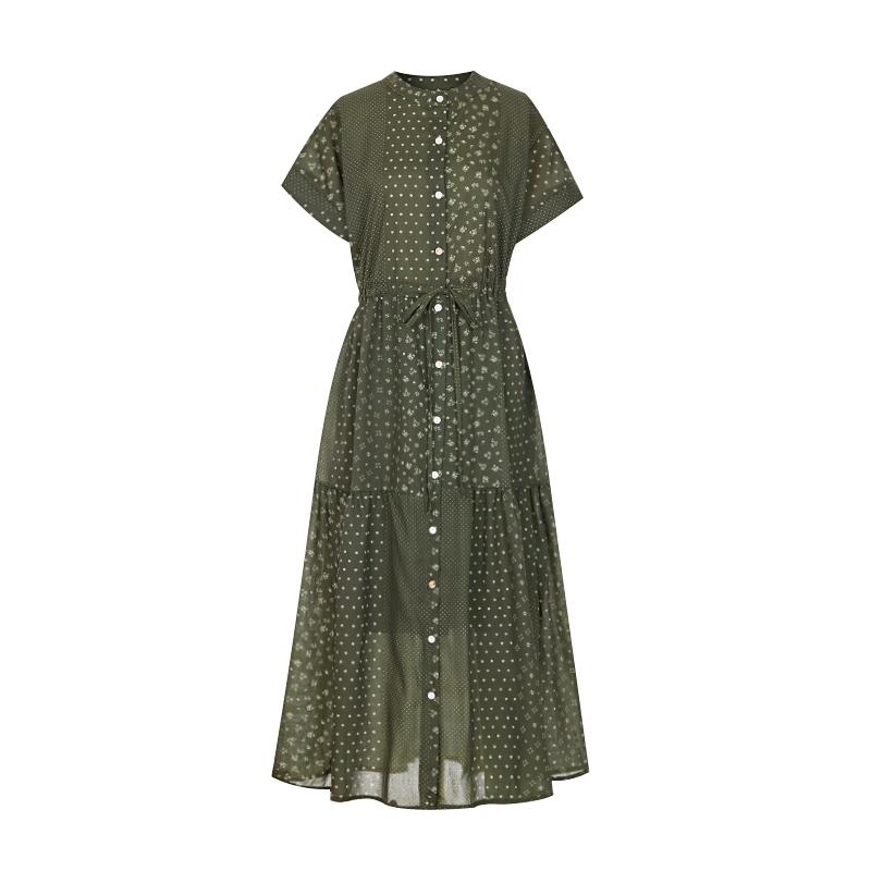 Sally Bohemian Henley Neck Tiered Long Dress_I6B-Cop035