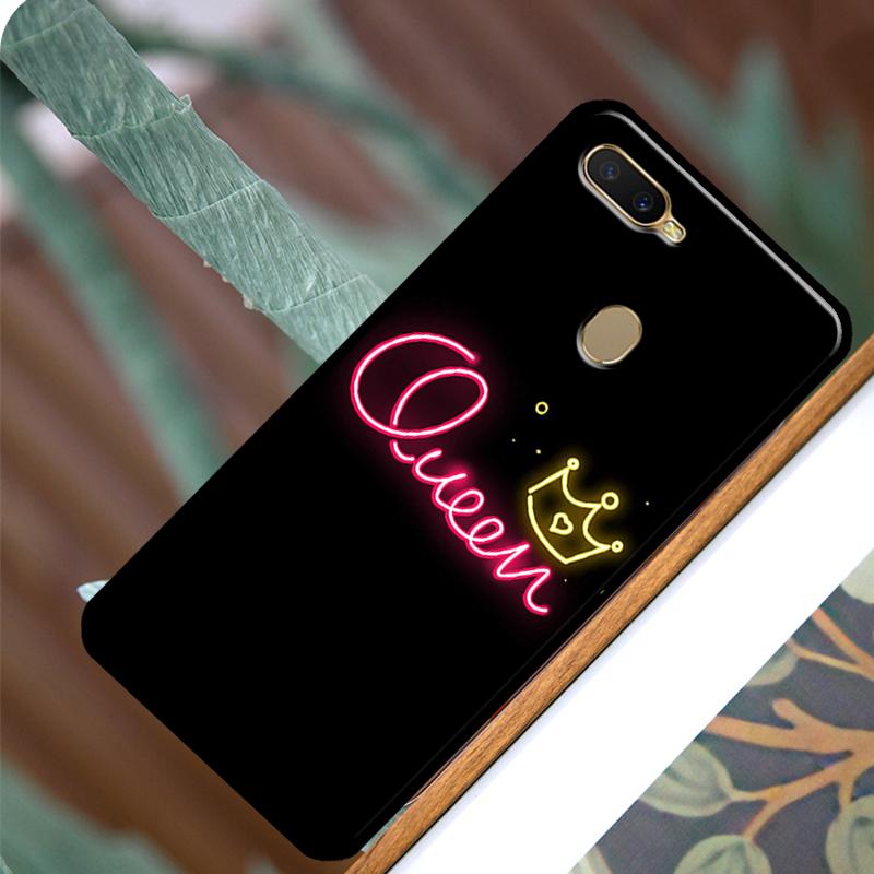 Cute King Queen Crown Case For OPPO A83 A91 A93 A1K A15 A3S A54 A74 A94 A5 A9 A31 A53 A52 A72 A53S Back Cover