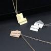Valentine's Day Love you Secret Hidden Message Pendant Necklace Stainless Steel Can Open Photo Frame Envelope Necklace