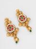 Gold-Plated White Stone-Studded & Beaded Temple Jewellery Set