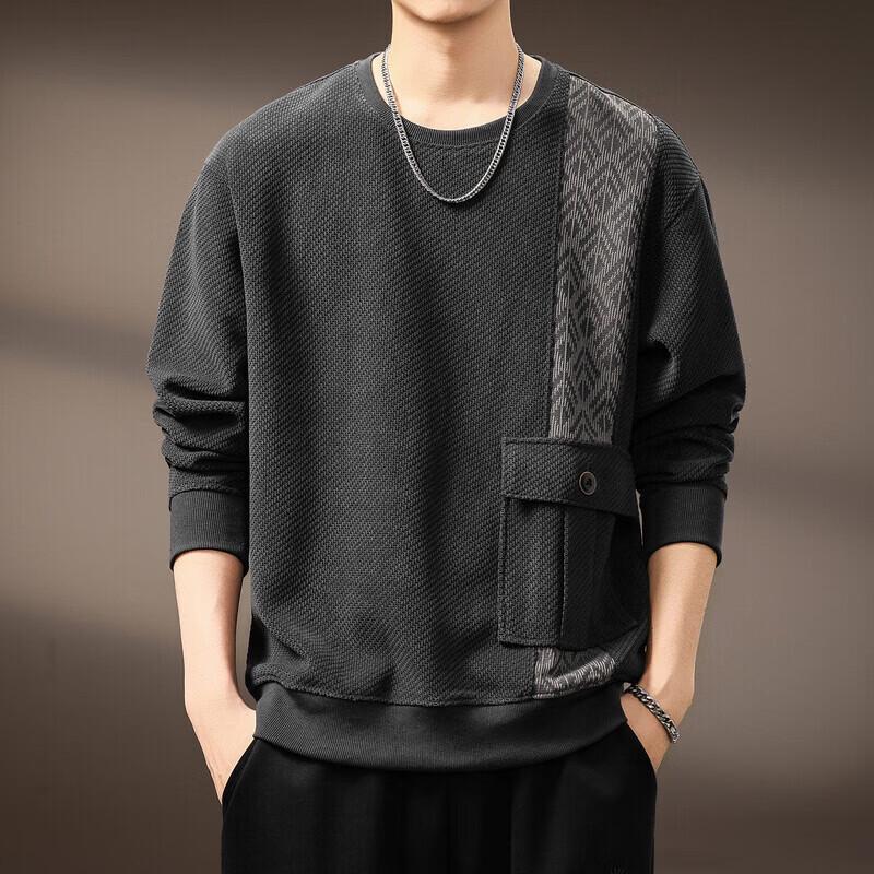 

Men s American Retro Patchwork Jacquard Sweatshirt 4XL