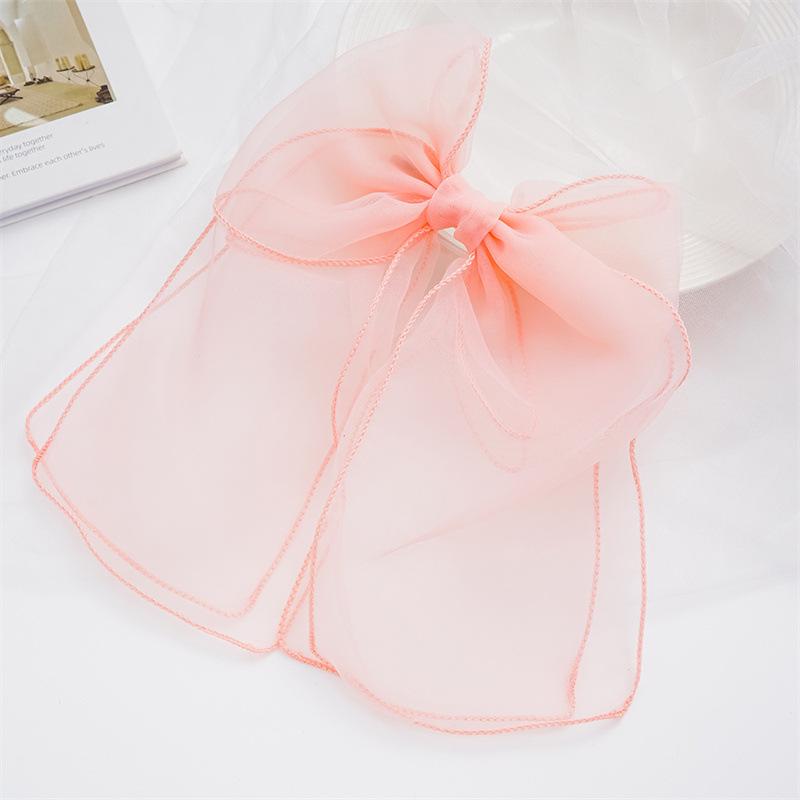

Korean Sweet Extra-Large Organza Bow Hair Clip - Zhou Yangqing Style розовый