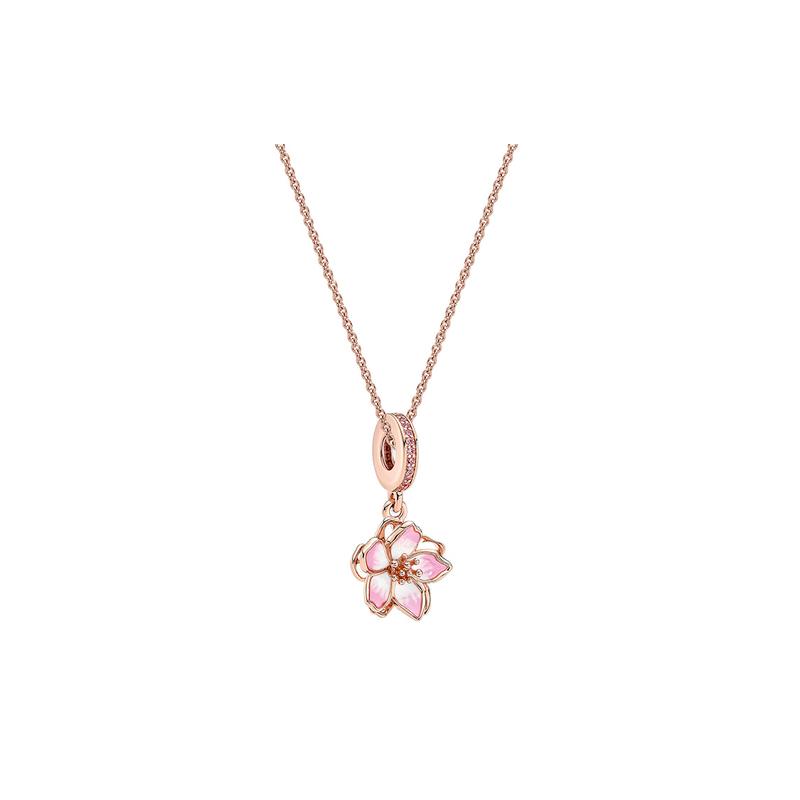 Pandora Sakura Fei Wu Chun Enamel Alloy Cubic Zirconia Necklace Women s ZT2325 золотой