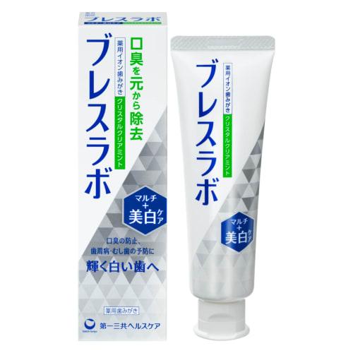 Breath Labo Multi+ Whitening Care Medicated Toothpaste, Crystal Clear Mint, 90g, Eliminates Two Major Causes of Bad Breath, Contains CPC, Prevents Cav