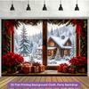1Pcs Winter Snow Window View Scene Decoration Background Christmas Backdrop Decorations For Photo Studio Photo Booth Party