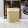 2 Section Laundry Basket with Lid, 100L Bamboo Laundry Hamper with Handles, Removable and Washable Liner, Cream White