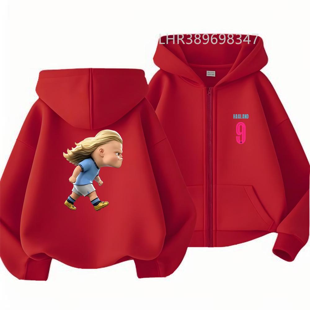 Kids Tops Football Star No. 9 Print Boys Girls Coat Casual Autumn Zipper Hoodie