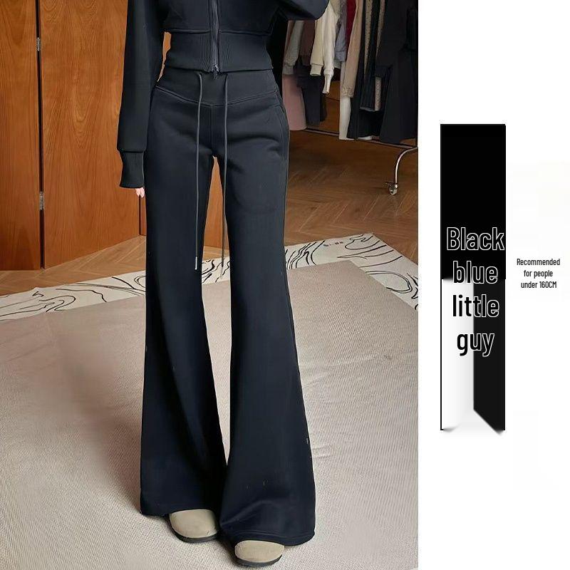 

Women s Autumn High-Waisted Micro-Flare Ribbed Sports Sweatpants - Slimming, Bell Bottom, Patchwork Bodycon Style S (80-95 cm)